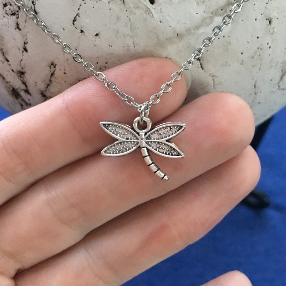 Handmade Dragonfly Charm Necklace Tibetan Silver Stainless Steel 4for$20 - Picture 2 of 5